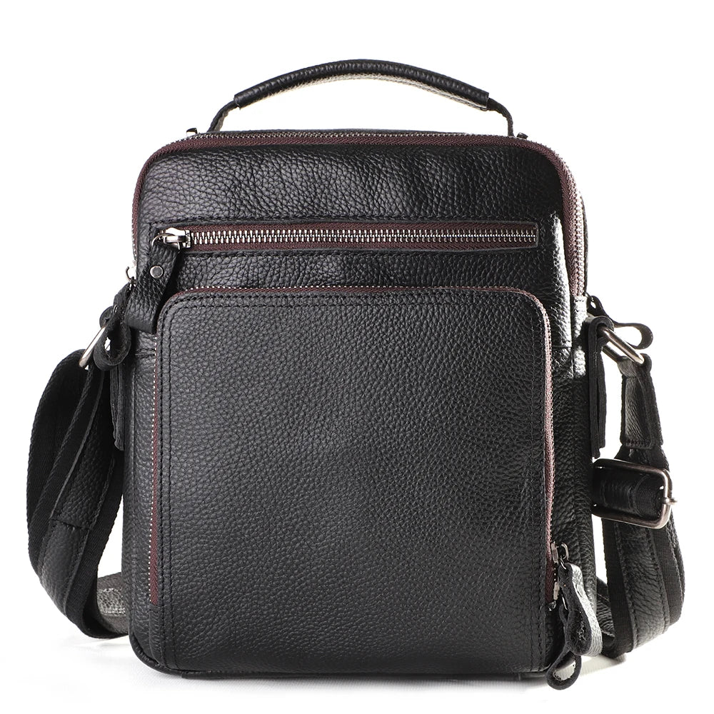 Joyir novo couro genuíno dos homens do vintage bolsas pequena aleta bolsa de ombro casual escritório mensageiro sacos moda crossbody saco
