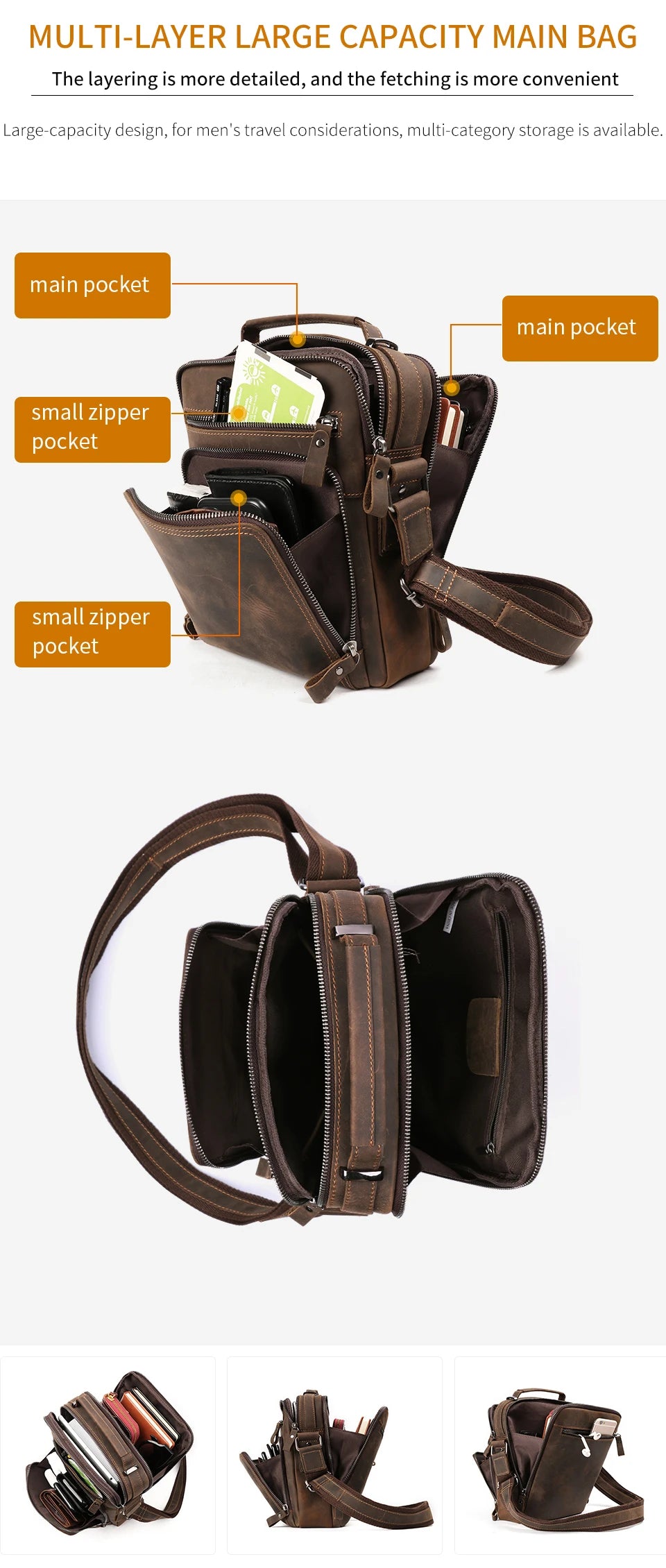 Joyir novo couro genuíno dos homens do vintage bolsas pequena aleta bolsa de ombro casual escritório mensageiro sacos moda crossbody saco