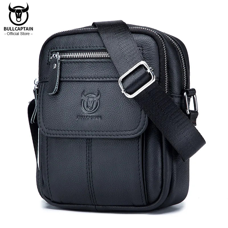 Bullcaptain bolsa de ombro masculina casual, bolsa mensageiro de negócios de alta qualidade, bolsa de couro de vaca masculina, mini bolso de grande capacidade