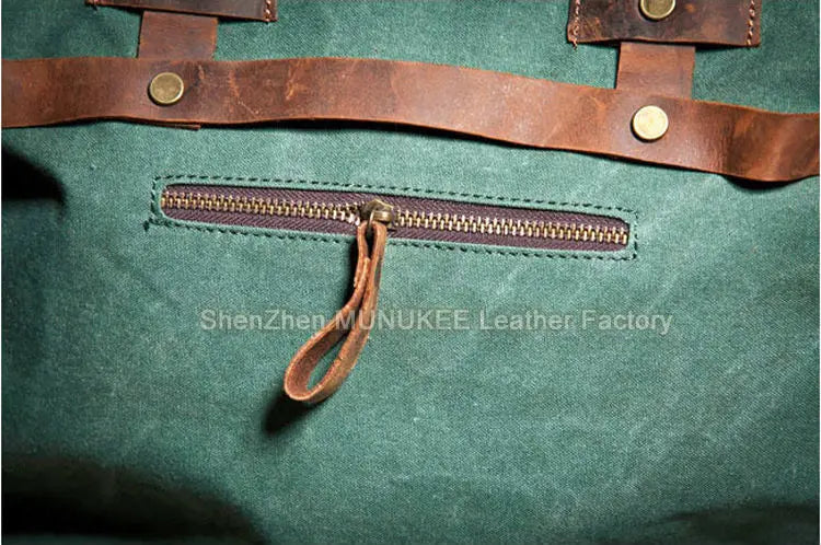 Bolsa de ombro masculina de lona militar vintage + couro genuíno, bolsa crossbody, bolsa mensageiro de lona para lazer