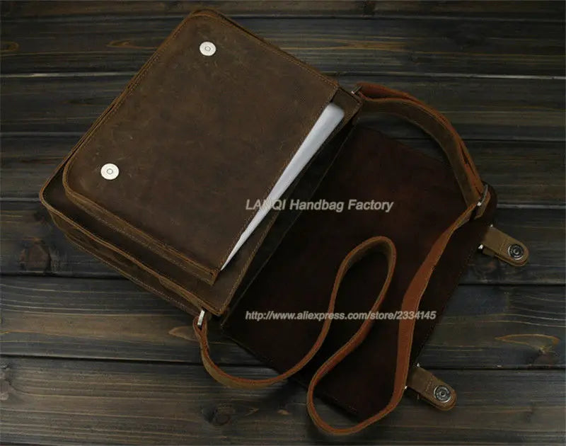 Bolsa de ombro vintage de couro louco cavalo, bolsa mensageiro cruzada masculina, bolsa de lazer genuína de couro, 2020