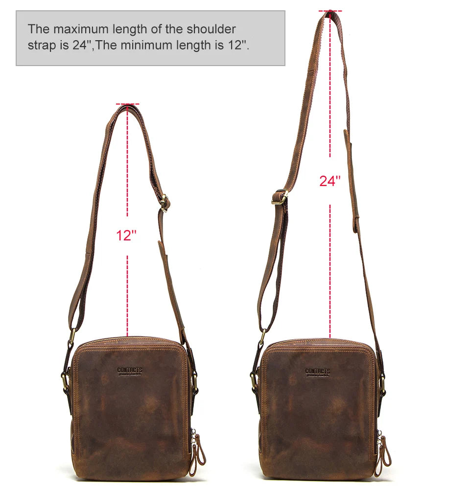 Contact's bolsa mensageiro masculina de couro genuíno, bolsa de ombro vintage para ipad mini de 7.9 polegadas, bolsa crossbody masculina de alta qualidade