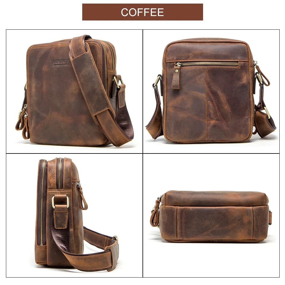 Contact's bolsa mensageiro masculina de couro genuíno, bolsa de ombro vintage para ipad mini de 7.9 polegadas, bolsa crossbody masculina de alta qualidade