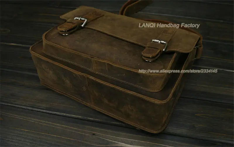 Bolsa de ombro vintage de couro louco cavalo, bolsa mensageiro cruzada masculina, bolsa de lazer genuína de couro, 2020
