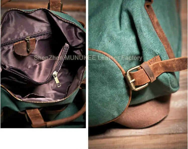 Bolsa de ombro masculina de lona militar vintage + couro genuíno, bolsa crossbody, bolsa mensageiro de lona para lazer
