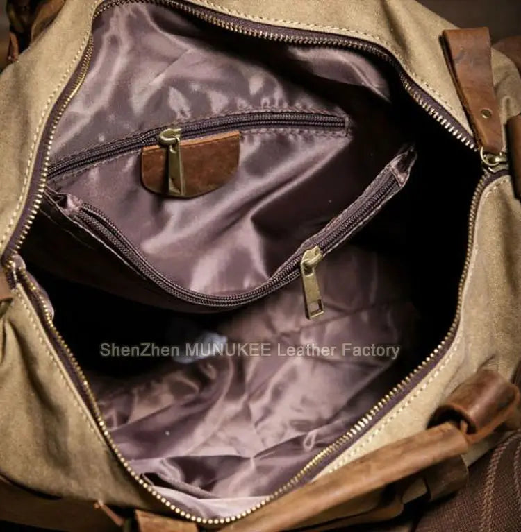 Bolsa de ombro masculina de lona militar vintage + couro genuíno, bolsa crossbody, bolsa mensageiro de lona para lazer