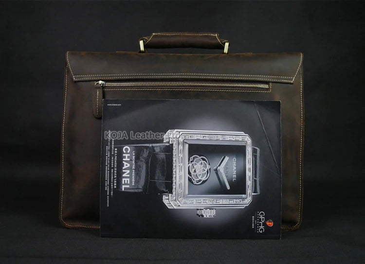 Maleta de couro genuíno para homens, vintage, cavalo louco, trabalho, negócios, ombro, bolsa de mensageiro, bolsa masculina, M088, 15 "bolsa para laptop