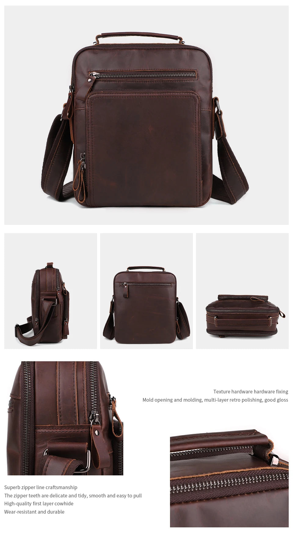 Joyir novo couro genuíno dos homens do vintage bolsas pequena aleta bolsa de ombro casual escritório mensageiro sacos moda crossbody saco