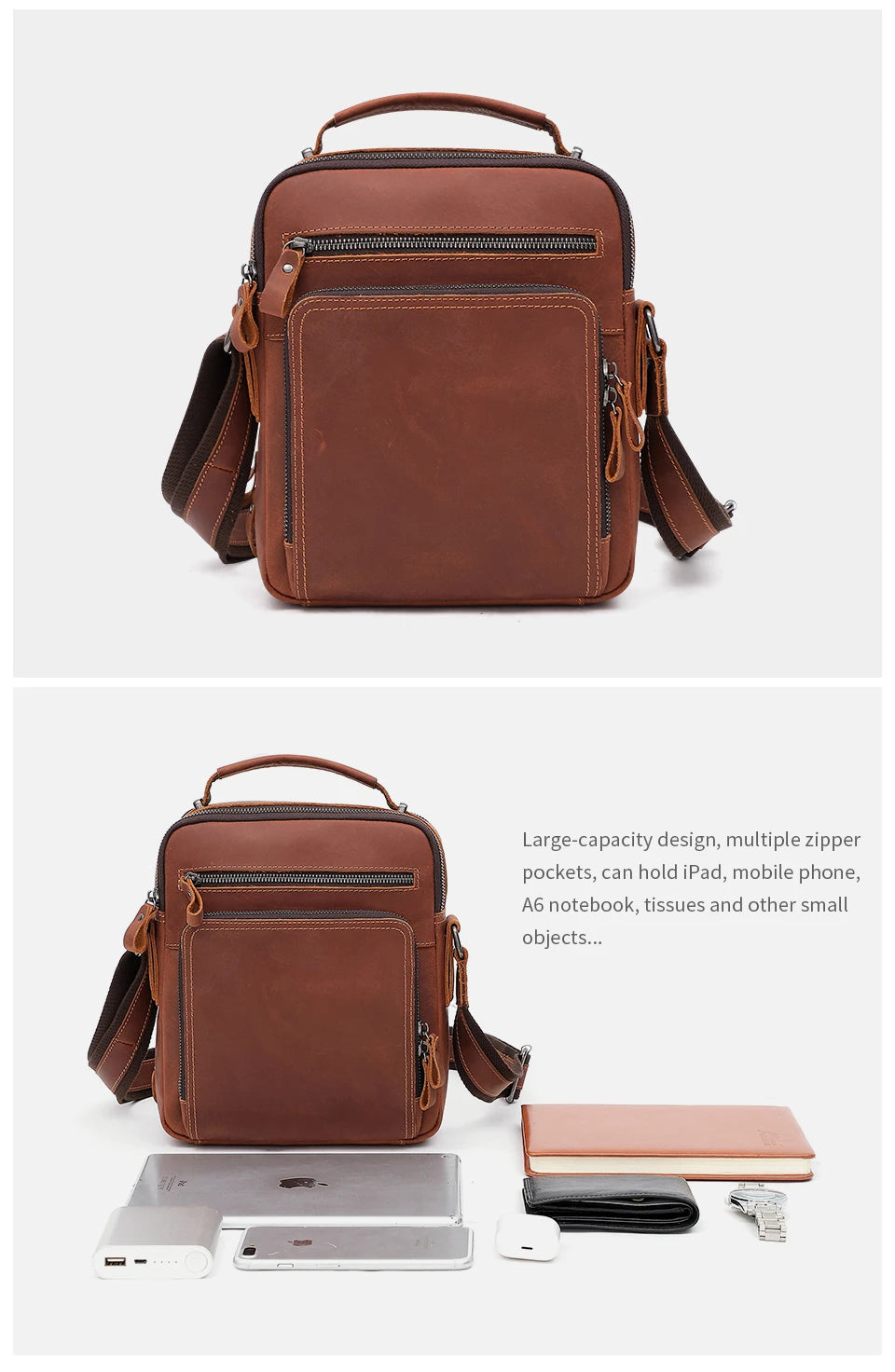 Joyir novo couro genuíno dos homens do vintage bolsas pequena aleta bolsa de ombro casual escritório mensageiro sacos moda crossbody saco