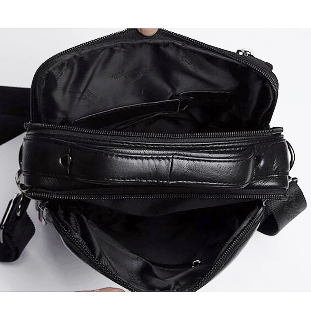 Bolsa Transversal Masculina de Couro Genuíno para Negócios, Pasta Casual de Couro Bovino, Bolsa de Mão Masculina com Alça Superior