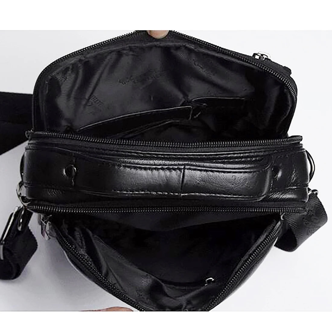 Bolsa Transversal Masculina de Couro Genuíno para Negócios, Pasta Casual de Couro Bovino, Bolsa de Mão Masculina com Alça Superior
