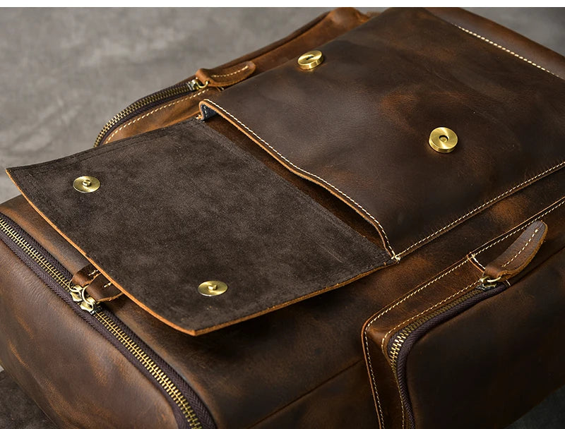 Vintage cavalo louco mochila de couro genuíno dos homens bagpack escalada mochila masculino grande caminhadas mochila m814