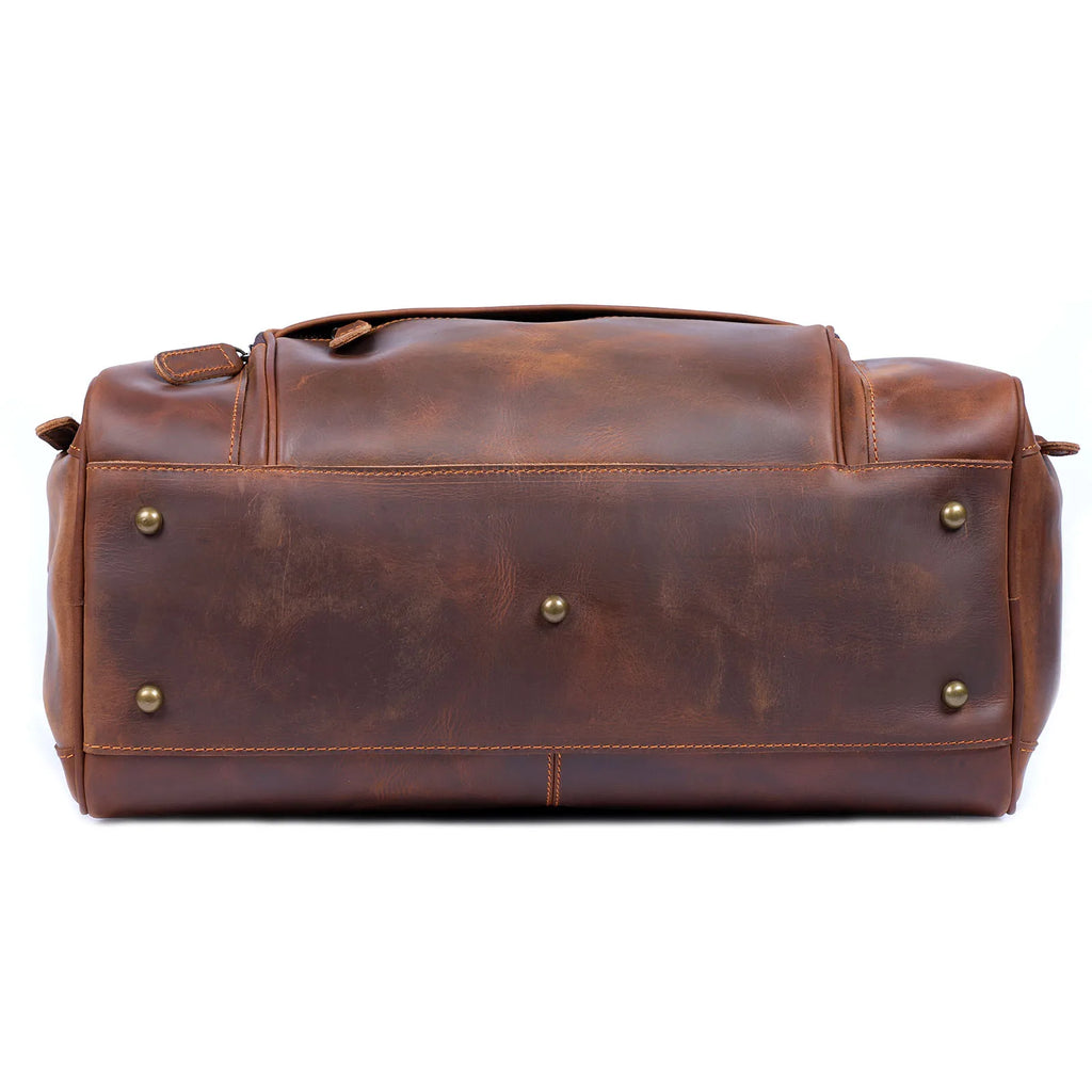 S.WORKER Bolsa de viagem vintage de couro genuíno Crazy Horse Bolsa de lona de couro masculina Bolsa de fim de semana Bolsa de ginástica Bagagem de mão