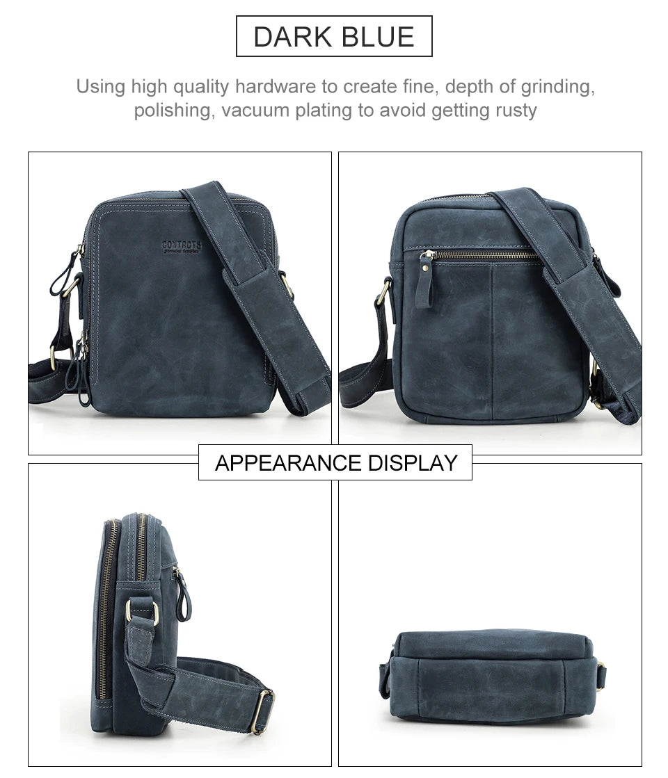 Contact's bolsa mensageiro masculina de couro genuíno, bolsa de ombro vintage para ipad mini de 7.9 polegadas, bolsa crossbody masculina de alta qualidade