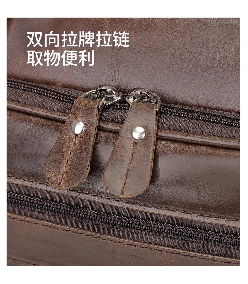 Pasta de couro genuíno de alta qualidade para homens, bolsa de negócios, couro crazy horse, grande, 17 polegadas, bolsa para laptop, porta-pasta masculina, estojo de escritório