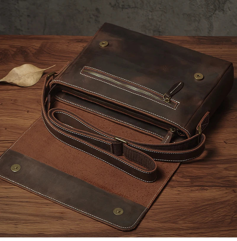 NUKA Couro Genuíno Bolsa de Ombro Retro Original Couro Horizontal Crossbody Deluxe Flap Messenger Bags Para 11 Polegada Ipad