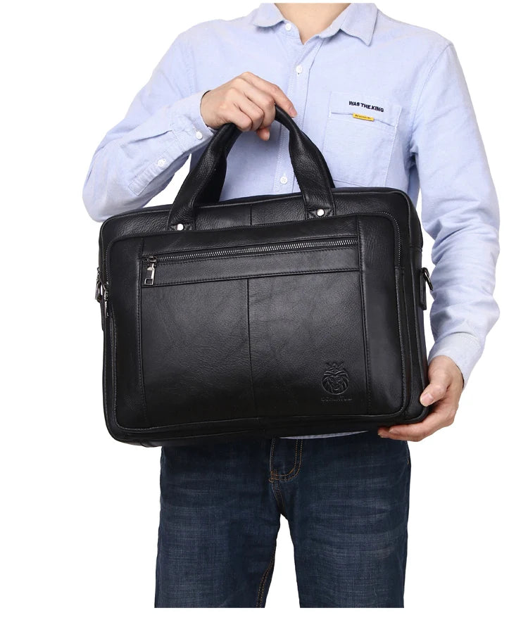 Schlatum pastas de negócios de couro genuíno preto para homens bolsas de luxo portátil maleta sacos 16 polegada saco do computador escritório