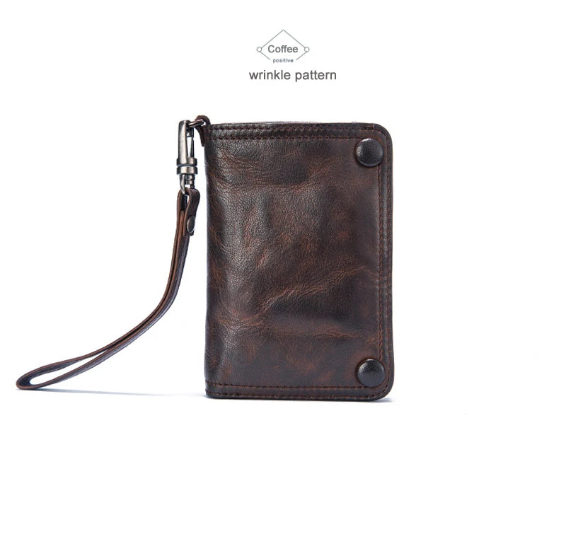 Carteira de couro genuíno do vintage dos homens carteira longa bolsa de embreagem masculino clipes de dinheiro zip em torno do saco de dinheiro titular do cartão