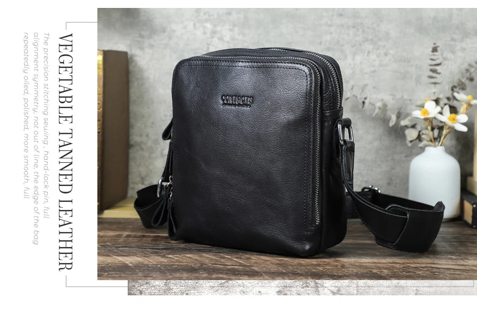Contact's bolsa mensageiro masculina de couro genuíno, bolsa de ombro vintage para ipad mini de 7.9 polegadas, bolsa crossbody masculina de alta qualidade
