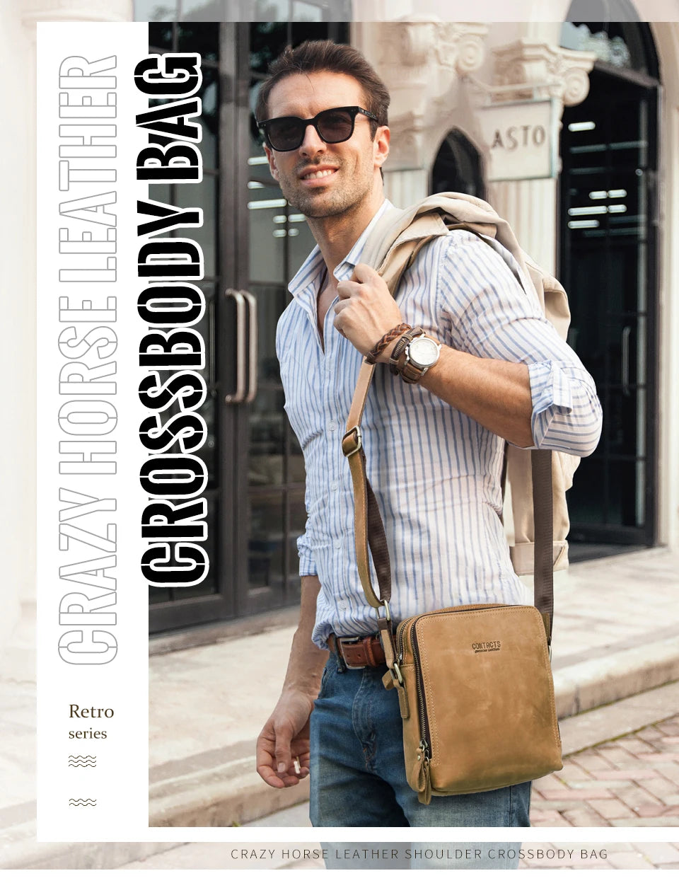Contact's bolsa mensageiro masculina de couro genuíno, bolsa de ombro vintage para ipad mini de 7.9 polegadas, bolsa crossbody masculina de alta qualidade