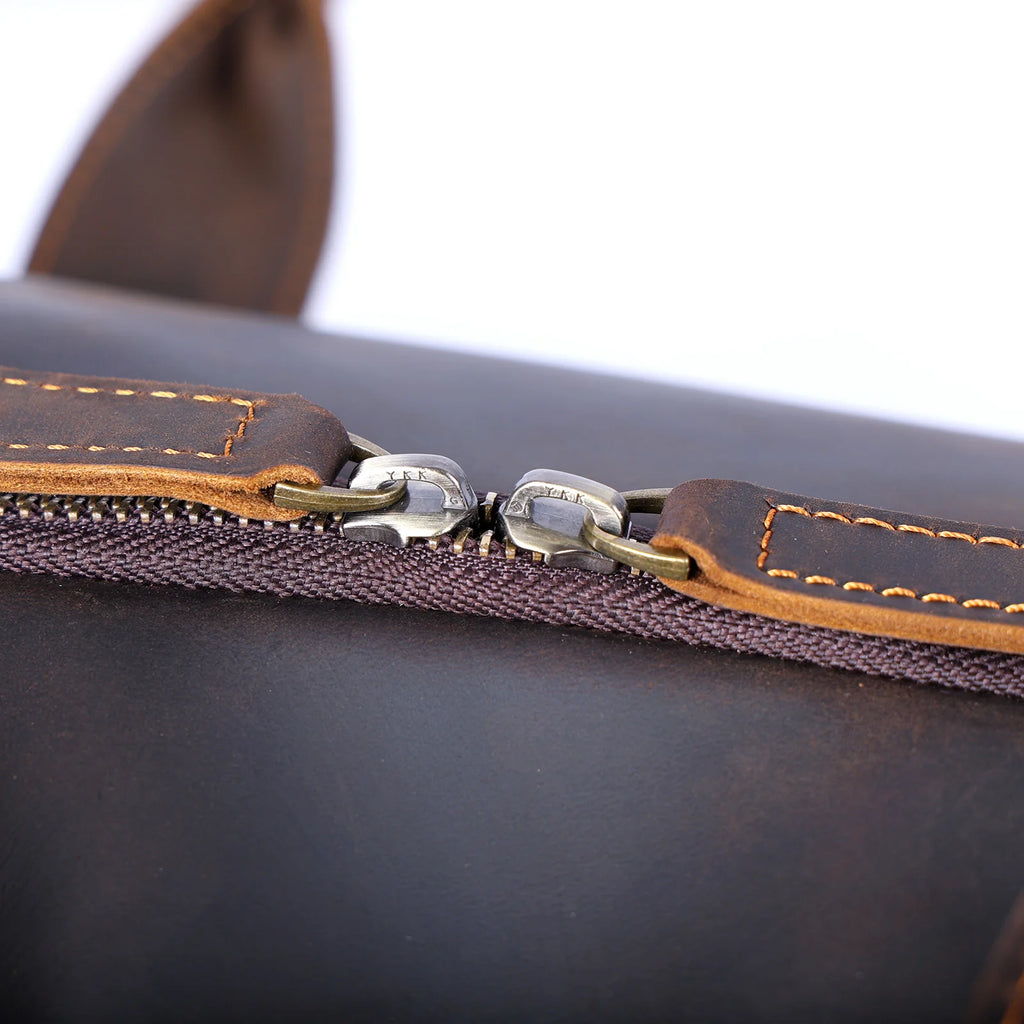 S.WORKER Bolsa de viagem vintage de couro genuíno Crazy Horse Bolsa de lona de couro masculina Bolsa de fim de semana Bolsa de ginástica Bagagem de mão