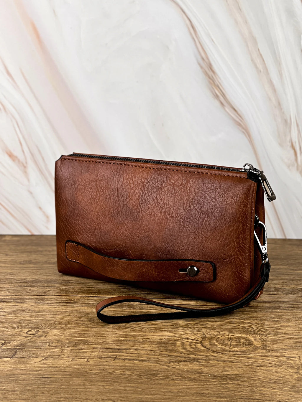 Moda simples retro masculino bolsa de embreagem carteira negócios grande capacidade saco de embreagem duplo compartimento zíper longo carteira saco de embreagem