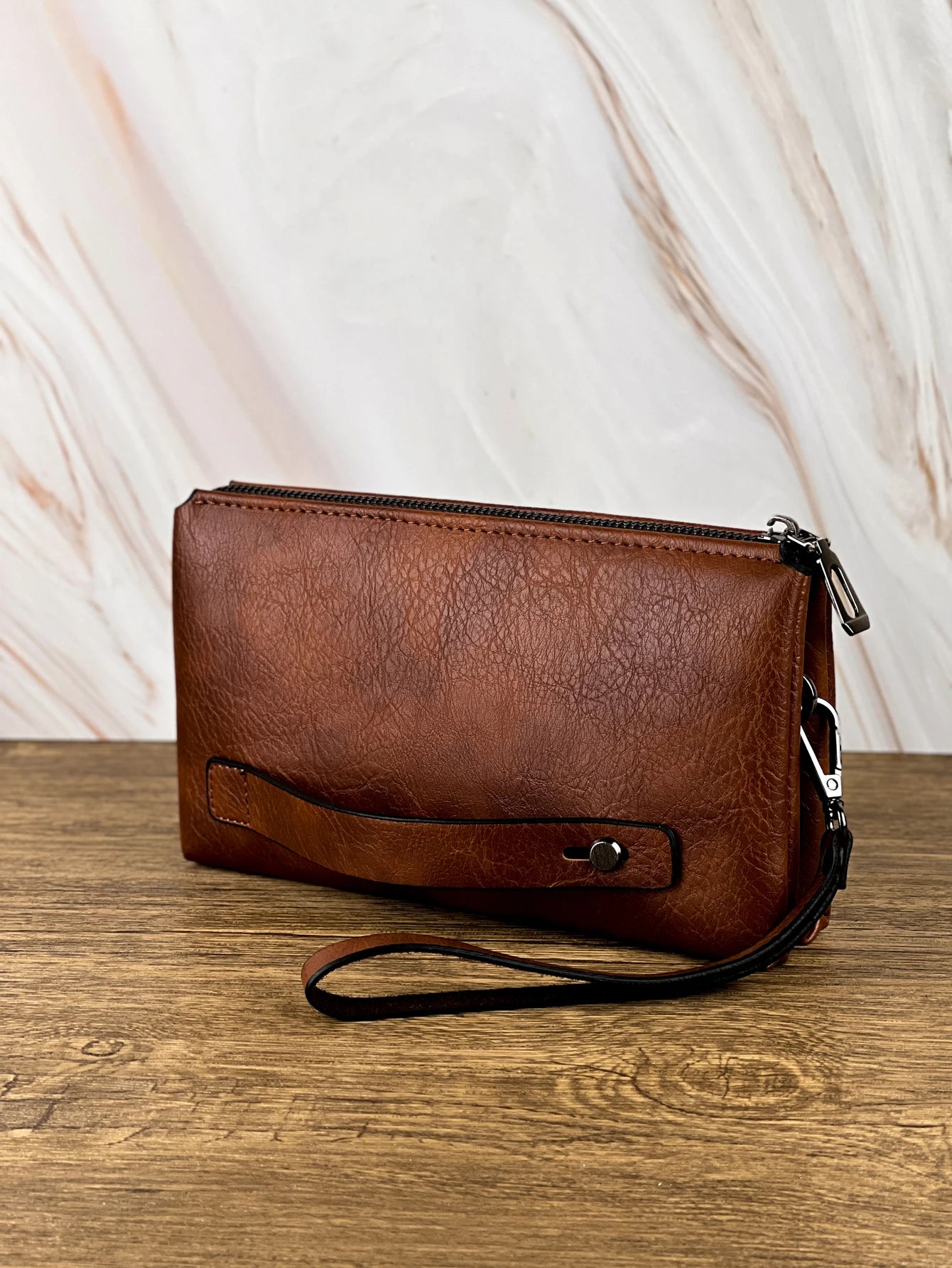 Moda simples retro masculino bolsa de embreagem carteira negócios grande capacidade saco de embreagem duplo compartimento zíper longo carteira saco de embreagem