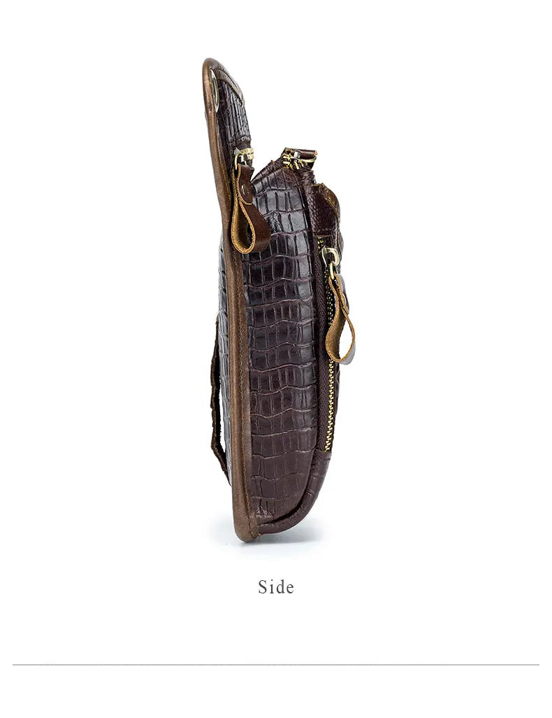 SCHLATUM-Couro Genuíno Motocicleta Fanny, Design Multifunções dos homens, Grão de Crocodilo, Pacote de cinto, Drop Leg Bag