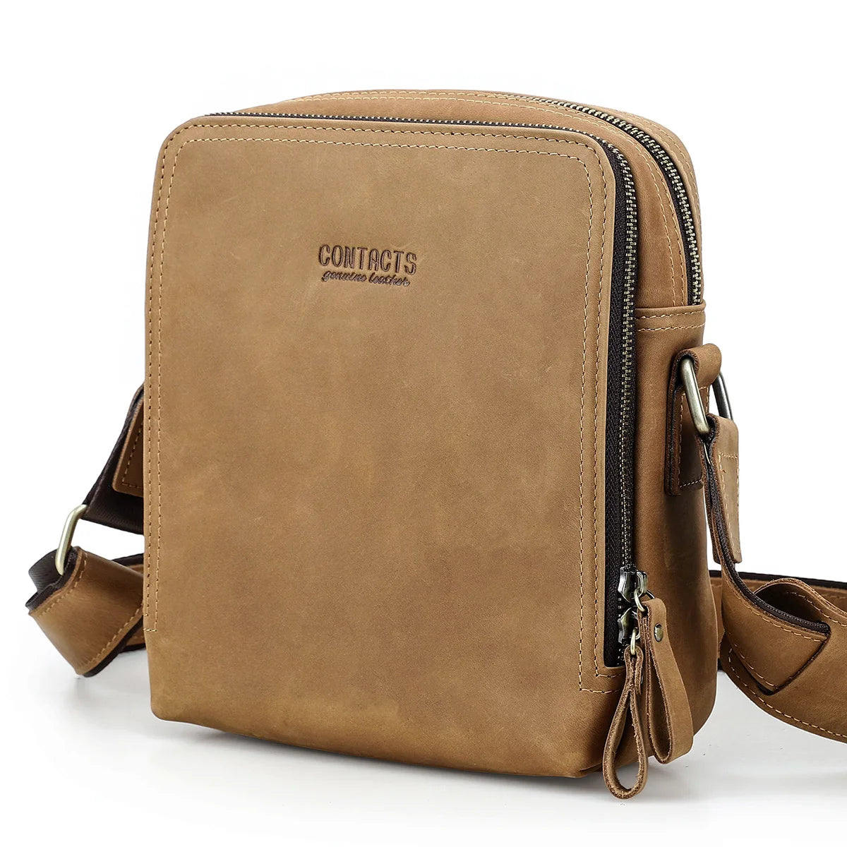 Contact's bolsa mensageiro masculina de couro genuíno, bolsa de ombro vintage para ipad mini de 7.9 polegadas, bolsa crossbody masculina de alta qualidade