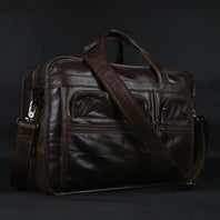 Pasta de couro genuíno de alta qualidade para homens, bolsa de negócios, couro crazy horse, grande, 17 polegadas, bolsa para laptop, porta-pasta masculina, estojo de escritório