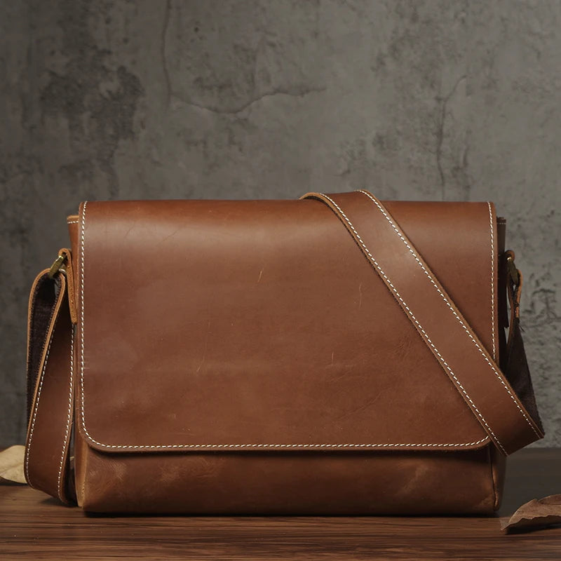 NUKA Couro Genuíno Bolsa de Ombro Retro Original Couro Horizontal Crossbody Deluxe Flap Messenger Bags Para 11 Polegada Ipad