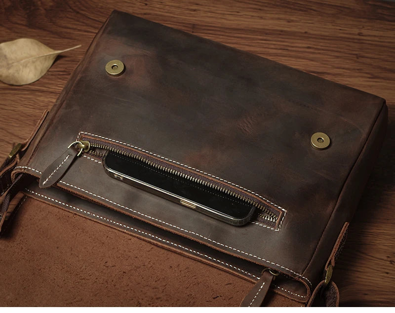 NUKA Couro Genuíno Bolsa de Ombro Retro Original Couro Horizontal Crossbody Deluxe Flap Messenger Bags Para 11 Polegada Ipad