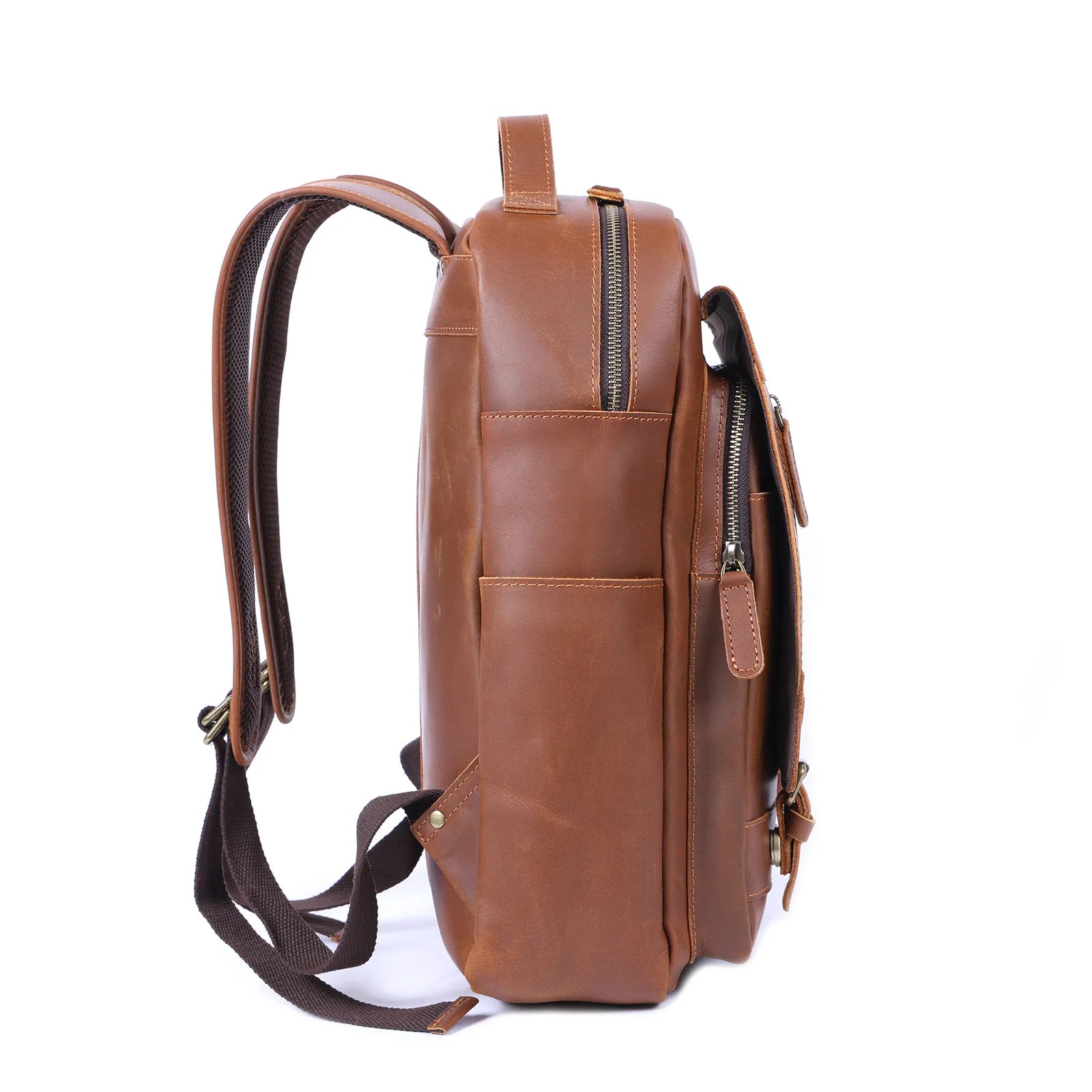 Mochila Vintage de Couro Genuíno S.WORKER, Bolsa para Laptop, Couro Crazy-horse, Mochila Escolar, Bolsa de Viagem para Fim de Semana