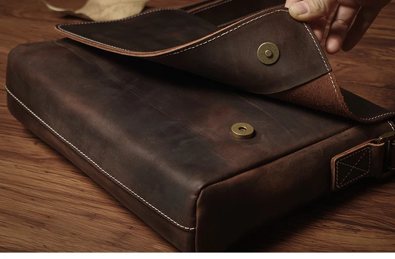 NUKA Couro Genuíno Bolsa de Ombro Retro Original Couro Horizontal Crossbody Deluxe Flap Messenger Bags Para 11 Polegada Ipad