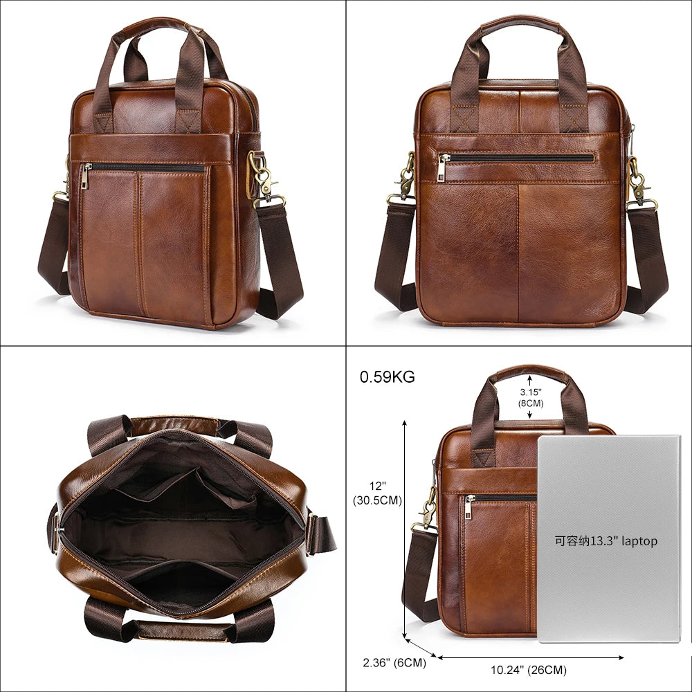 Westal Couro Genuíno Crossbody Messenger Bag, Sacos de Ombro dos homens, 13.3 "Laptop Pasta, Homem Bolsas, 8577