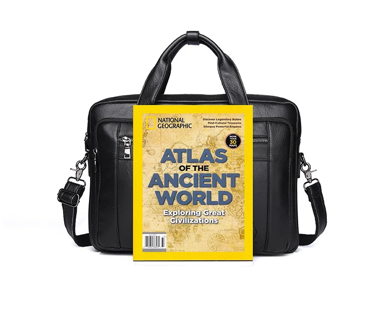 Schlatum pastas de negócios de couro genuíno preto para homens bolsas de luxo portátil maleta sacos 16 polegada saco do computador escritório