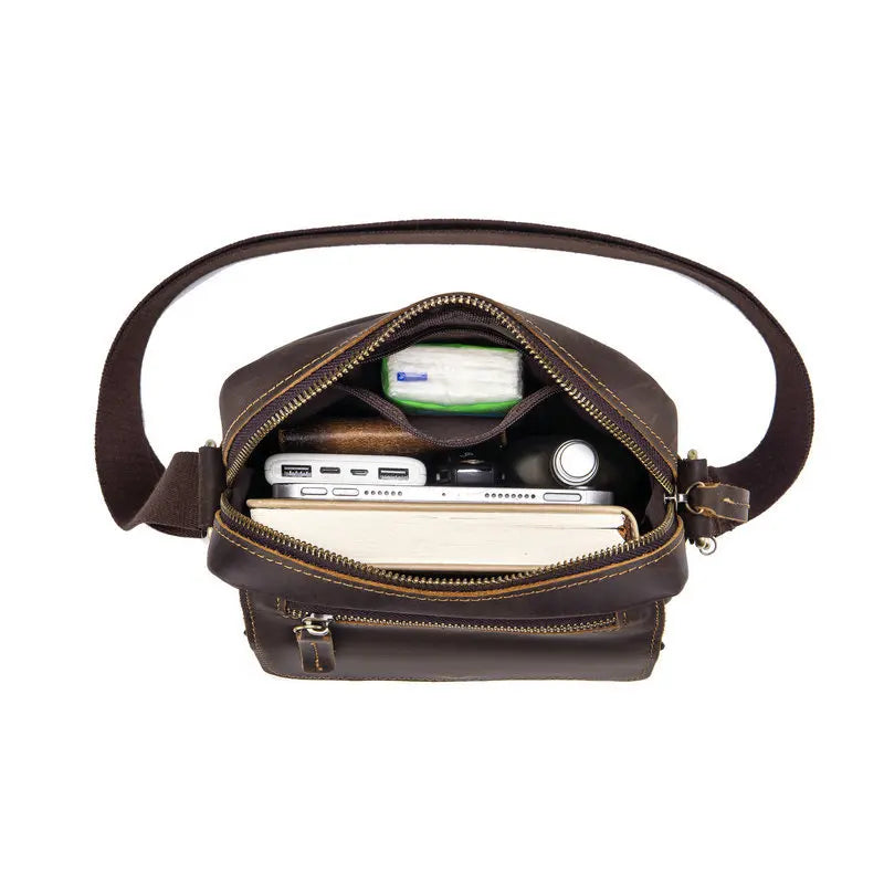 Bolsa transversal de couro legítimo, padrão Executivo!