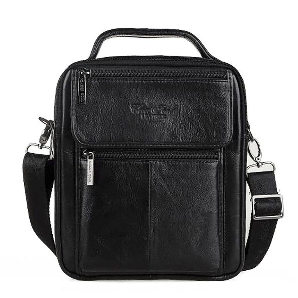 Bolsa Transversal Masculina de Couro Genuíno para Negócios, Pasta Casual de Couro Bovino, Bolsa de Mão Masculina com Alça Superior