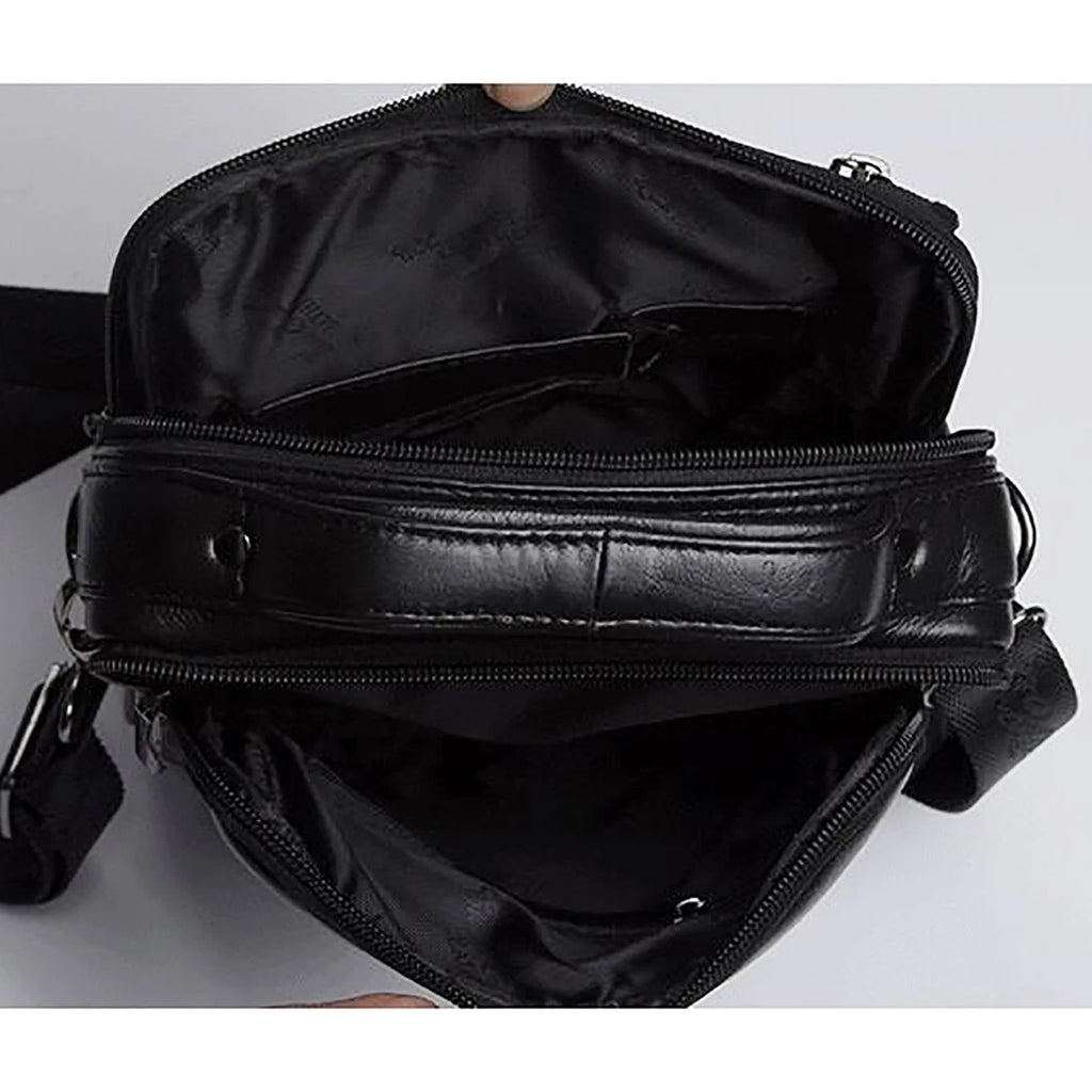 Bolsa Transversal Masculina de Couro Genuíno para Negócios, Pasta Casual de Couro Bovino, Bolsa de Mão Masculina com Alça Superior