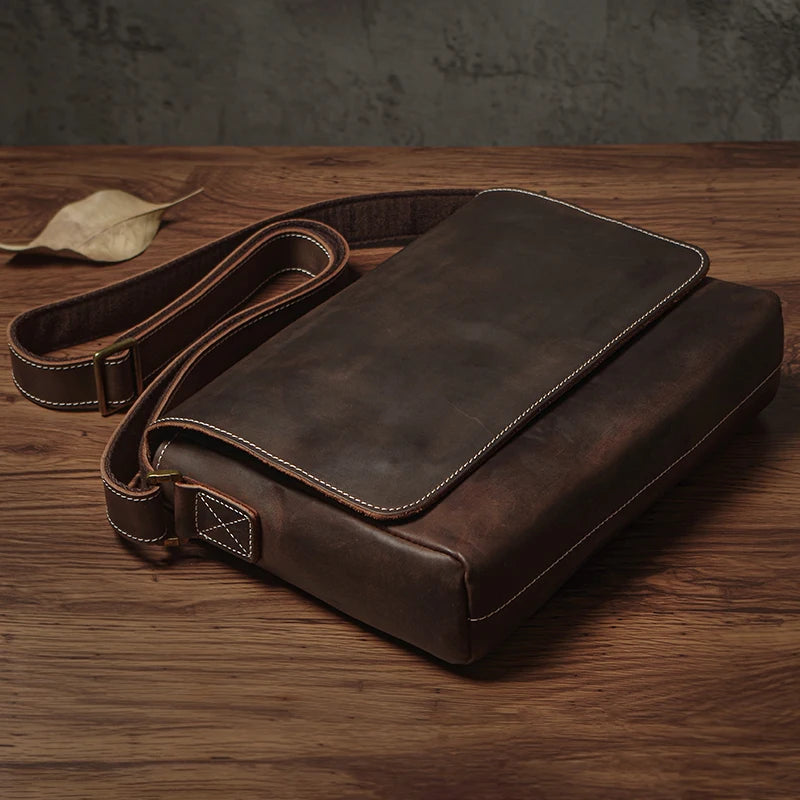 NUKA Couro Genuíno Bolsa de Ombro Retro Original Couro Horizontal Crossbody Deluxe Flap Messenger Bags Para 11 Polegada Ipad