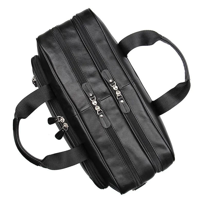 Pasta de couro genuíno de alta qualidade para homens, bolsa de negócios, couro crazy horse, grande, 17 polegadas, bolsa para laptop, porta-pasta masculina, estojo de escritório
