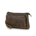 Bolsa de mão masculina de couro genuíno, bolsa de mão para viagem de negócios, grande capacidade, organizador de cabo, bolsa de mão estilo vintage
