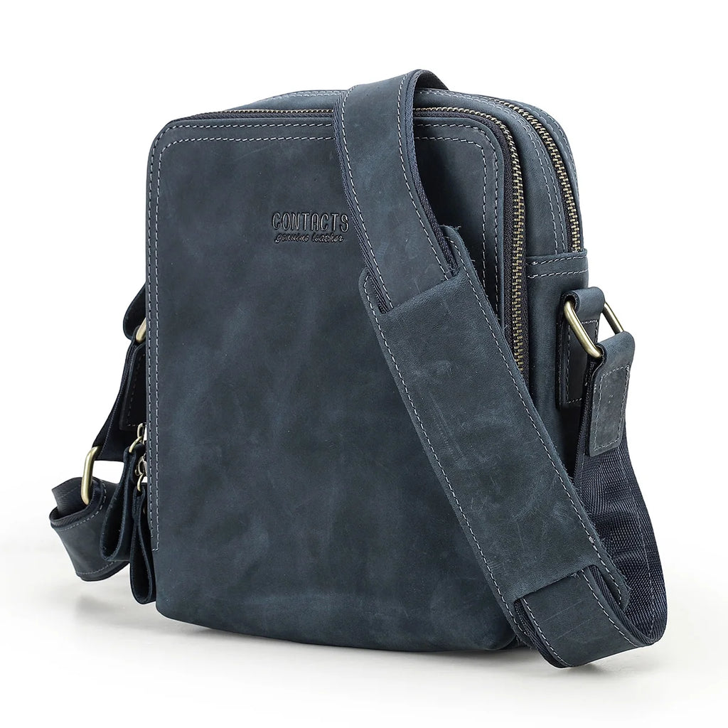 Contact's bolsa mensageiro masculina de couro genuíno, bolsa de ombro vintage para ipad mini de 7.9 polegadas, bolsa crossbody masculina de alta qualidade