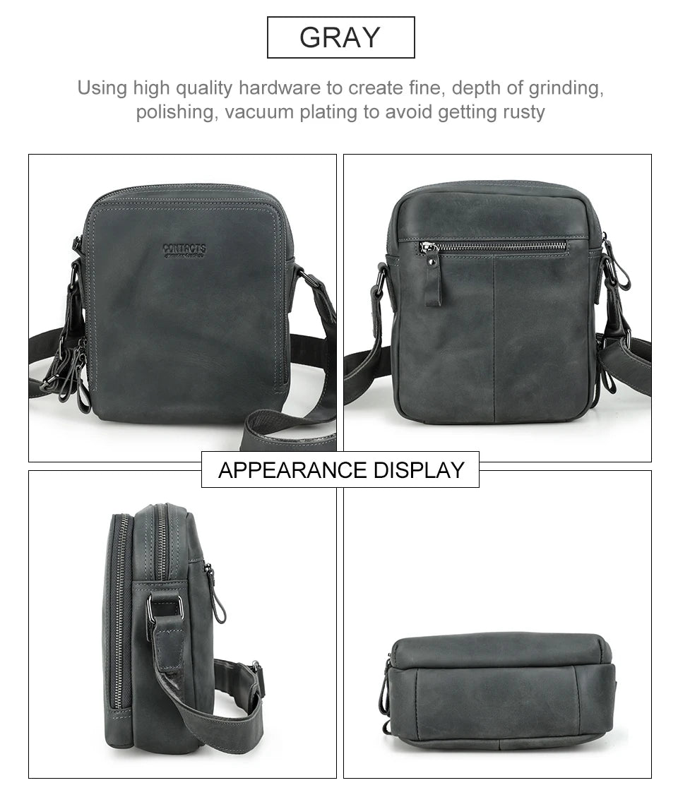 Contact's bolsa mensageiro masculina de couro genuíno, bolsa de ombro vintage para ipad mini de 7.9 polegadas, bolsa crossbody masculina de alta qualidade