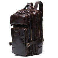 Vintage cavalo louco mochila de couro genuíno dos homens bagpack escalada mochila masculino grande caminhadas mochila m814