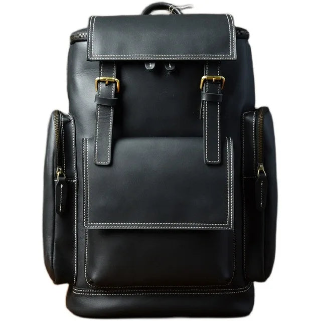 Vintage cavalo louco mochila de couro genuíno dos homens bagpack escalada mochila masculino grande caminhadas mochila m814