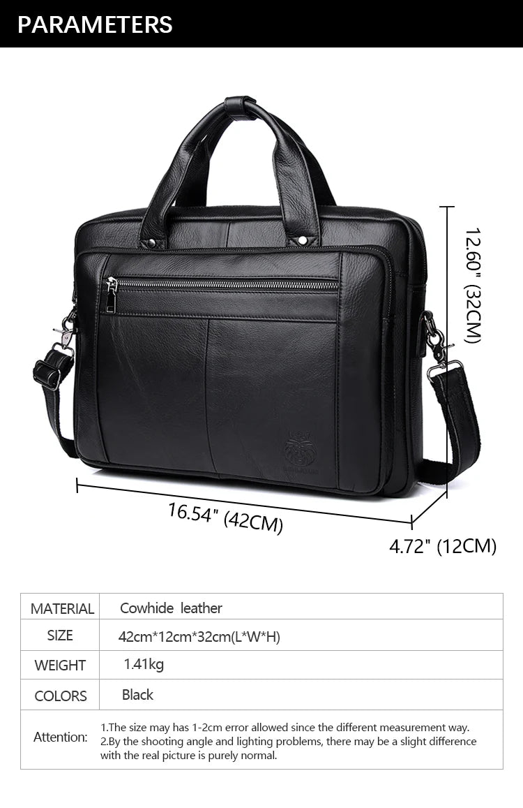 Schlatum pastas de negócios de couro genuíno preto para homens bolsas de luxo portátil maleta sacos 16 polegada saco do computador escritório