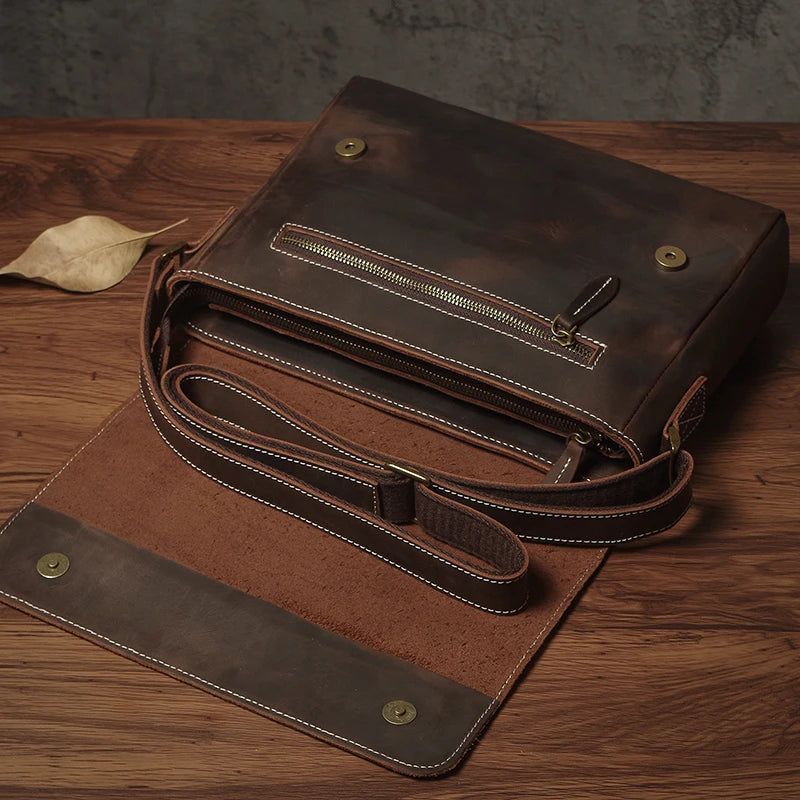 NUKA Couro Genuíno Bolsa de Ombro Retro Original Couro Horizontal Crossbody Deluxe Flap Messenger Bags Para 11 Polegada Ipad