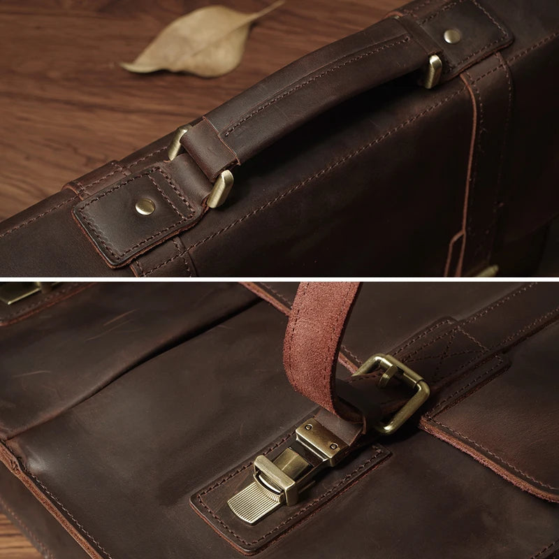 Nuka maleta executiva masculina de couro genuíno bolsa de negócios superior do vintage bolsa de ombro homem escritório portátil saco do mensageiro