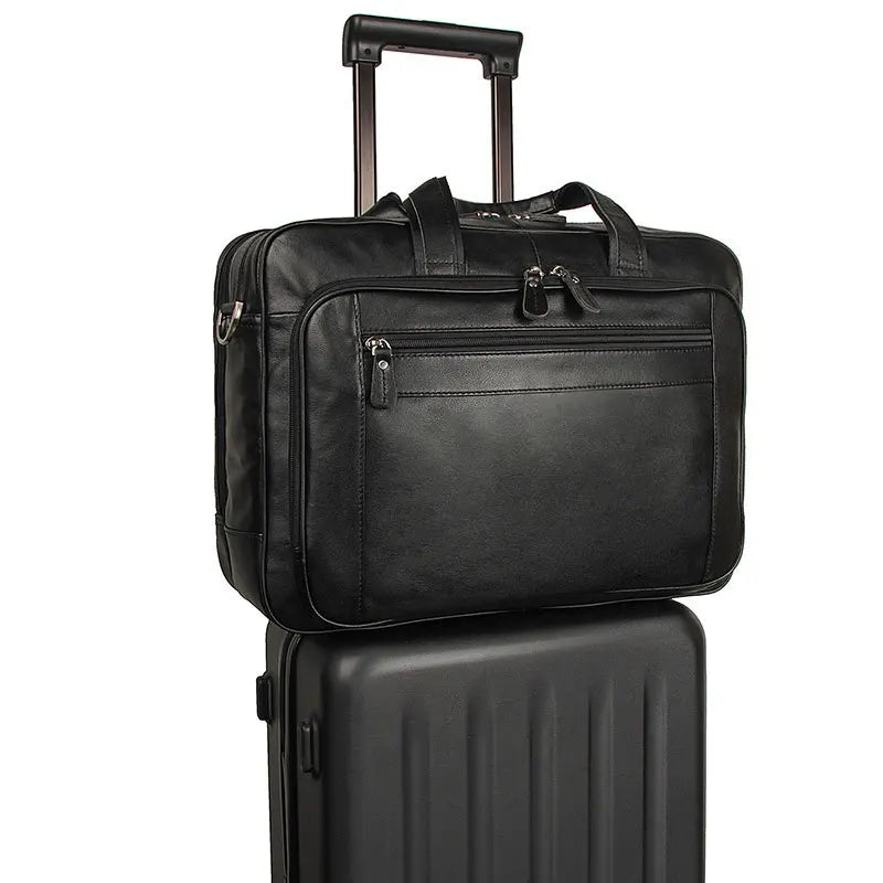 Pasta de couro genuíno de alta qualidade para homens, bolsa de negócios, couro crazy horse, grande, 17 polegadas, bolsa para laptop, porta-pasta masculina, estojo de escritório